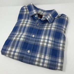 Mens UNTuckit Blue Plaid Button Up Long Sleeve Top -XL Slim fit
